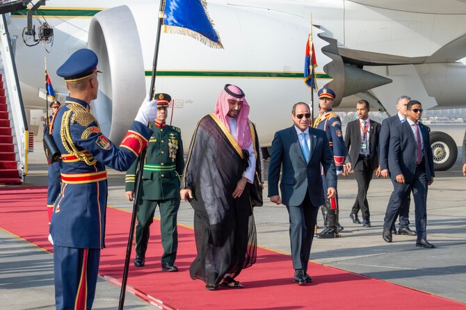 The Saudi Royal Court announced on Tuesday that Saudi Crown Prince Mohammed bin Salman arrived in Egypt. (SPA)