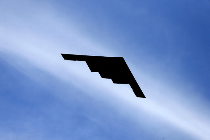 The US Air Force used its stealth B-2 bombers, shown in this picture, in conducting precision strikes on Houthi underground weapons storage in Yemen. (Getty Images/AFP)