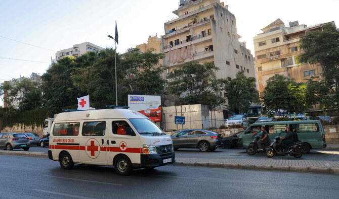 A Lebanese Red Cross ambulance rushes wounded people to a hospital in Beirut. (AFP/File)