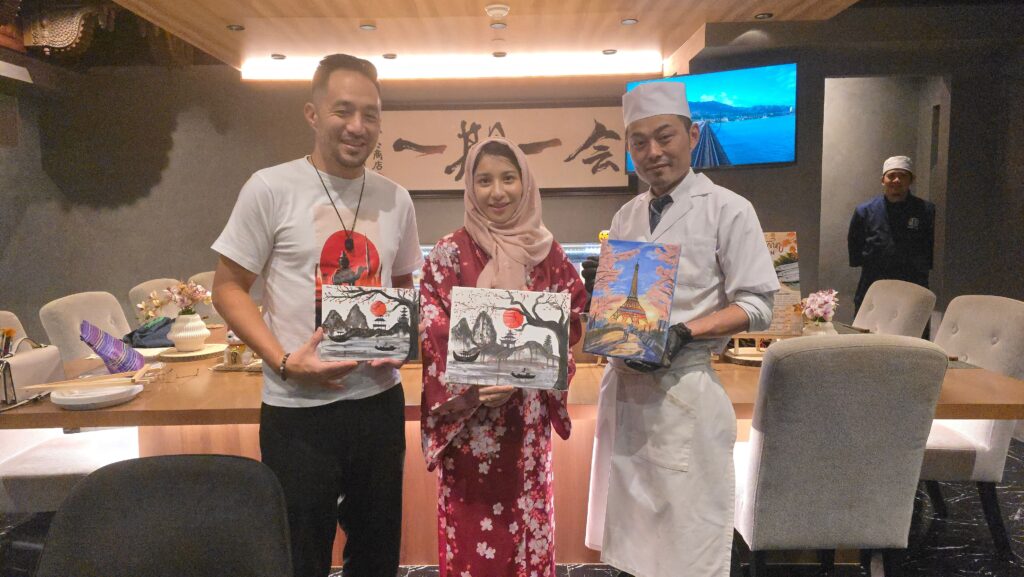 Organized by Japanese Pakistani painter Nadia Yoshioka and Japan in Arabia, the event featured a guided painting session of Sumi-E inspired acrylic painting with a modern twist and unlimited authentic Japanese food at Omakaseya Restaurant, Sheraton Hotel in Dubai Creek. (ANJ Photo)