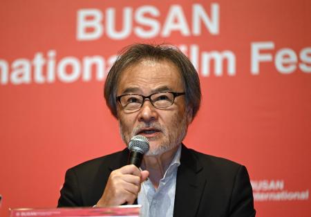Japanese film director Kiyoshi Kurosawa speaks during a press conference for the Gala Presentation 'Cloud', 'Serpent's Path (2024)' and Asian Filmmaker of the Year at the 29th Busan International Film Festival (BIFF) in Busan on October 3, 2024. (AFP)