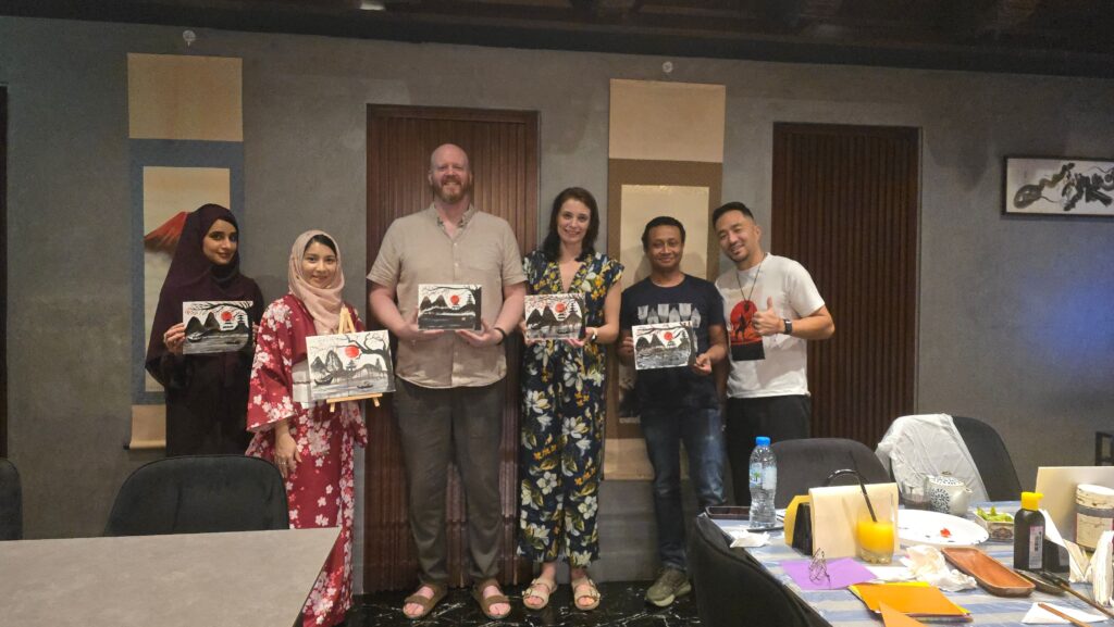 Organized by Japanese Pakistani painter Nadia Yoshioka and Japan in Arabia, the event featured a guided painting session of Sumi-E inspired acrylic painting with a modern twist and unlimited authentic Japanese food at Omakaseya Restaurant, Sheraton Hotel in Dubai Creek. (ANJ Photo)