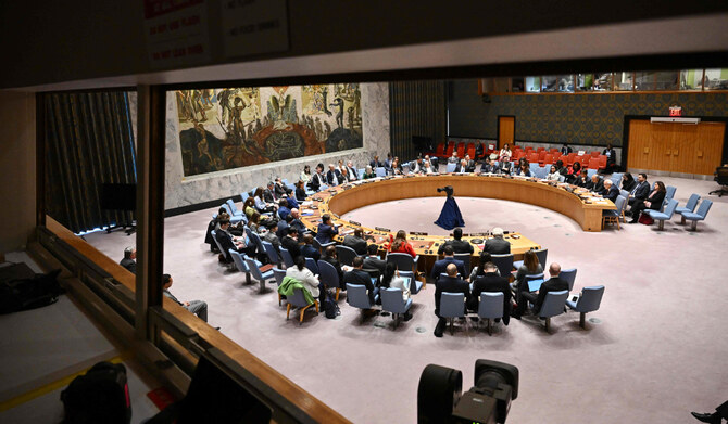 The UN Security Council meets to discuss the situation in the Middle East on November 18, 2024, at UN headquarters in New York City. (AFP)