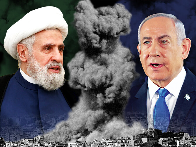 Hezbollah new leader Naim Qassem (L) and Israeli Prime Minister Benjamin Netanyahu (R). (AN)