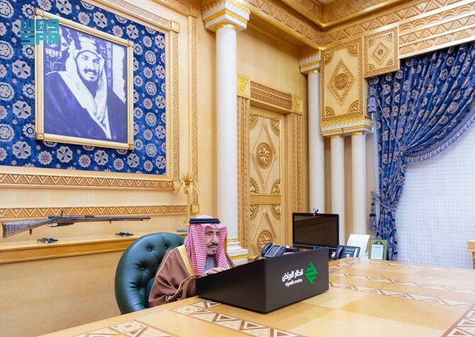 Saudi Arabia’s King Salman inaugurates the Riyadh Metro project on Wednesday. (SPA)