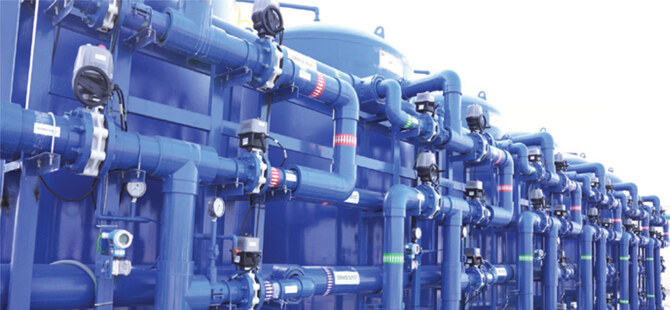 A view of the pretreatment system of a desalination plant, where foulants from the seawater is eliminated. (Photo courtesy: Saudi Water Authority)