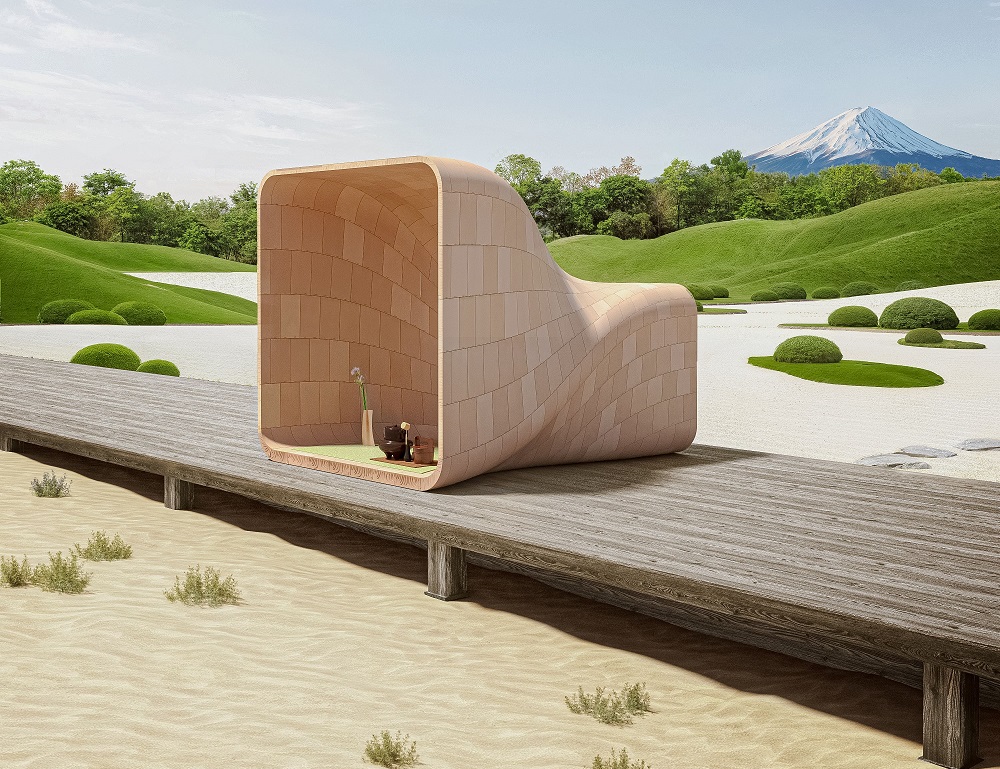 Mitsubishi Jisho Design's 3D-printed regenerative wood pavilion titled “The Warp” will be on display at Dubai Design Week from November 5 to 10.