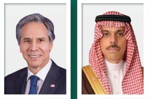 Saudi Minister of Foreign Affairs Prince Faisal bin Farhan spoke on the phone on Friday with US Secretary of State Antony Blinken. (SPA/State Department)