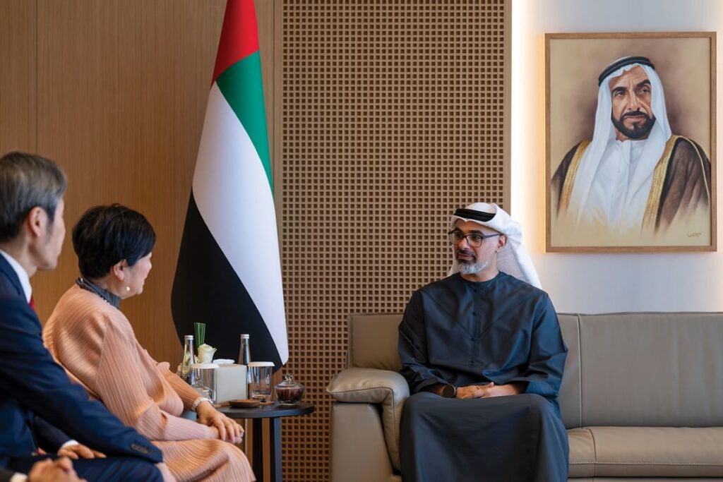 Sheikh Khaled bin Mohamed bin Zayed Al Nahyan, Crown Prince of Abu Dhabi and Governor of Tokyo KOIKE Yuriko met in Abu Dhabi. (WAM)
