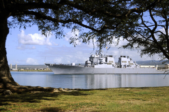 US Central Command said late Sunday that the destroyers including the USS O’Kane, above, shot down and destroyed three anti-ship ballistic missiles, three drones and one anti-ship cruise missile. (AFP file photo)