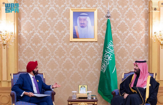 Crown Prince Mohammed bin Salman and Ajaypal Singh Banga, President of the World Bank Group. (SPA)
