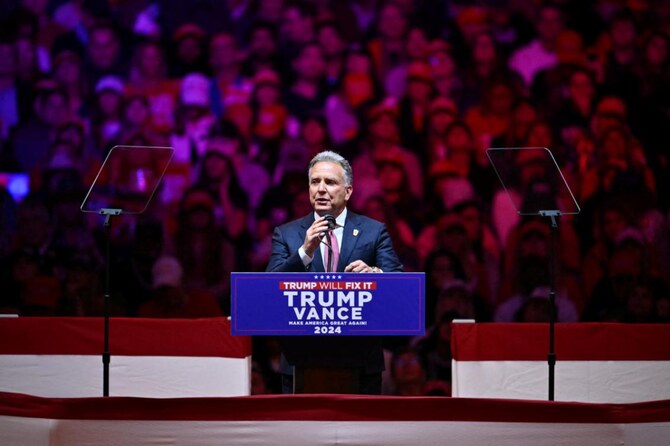 Founder of the Witkoff Group Steve Witkoff speaks at a campaign rally for former US President and Republican presidential candidate Donald Trump at Madison Square Garden in New York on October 27, 2024. (File/AFP)