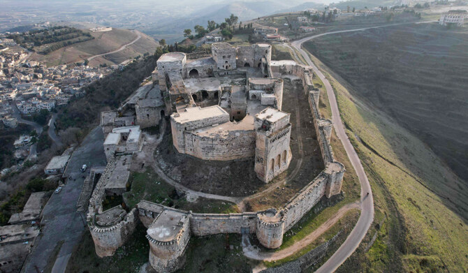 An aerial picture shows a view of the strategic medieval fortress Krak des Chevaliers in Syria's Homs province on December 15, 2024. (AFP)