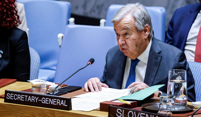 United Nations Secretary-General Antonio Guterres speaks during a Security Council meeting during the 79th United Nations General Assembly at U.N. headquarters in New York, US., September 27, 2024. (REUTERS)