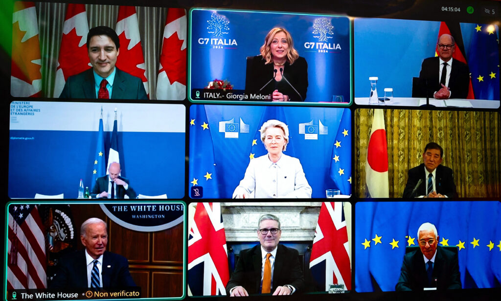 The leaders from Britain, Canada, France, Germany, Italy, Japan and the United States discussed the Middle East situation and Russia's continued invasion of Ukraine. (AFP)
