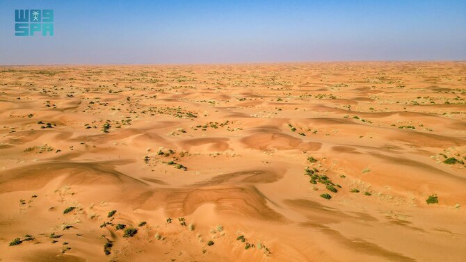 The 91,500-square kilometer Imam Turki bin Abdullah Royal Reserve spreads across Hail, Qassim, Al-Jouf, the Northern Borders, and the Eastern Province. (SPA)