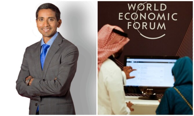 Technological innovation and its potential to reshape economies is inspiring growing optimism among business leaders despite a global backdrop of geopolitical tension, economic uncertainty, and the urgent challenges of climate change, CEO of Publicis Sapient Nigel Vaz (pictured, left) told Arab News. (Supplied/AFP)