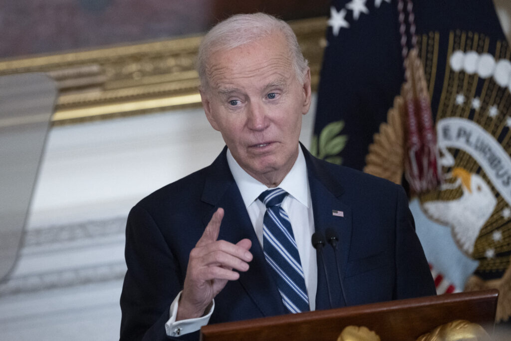 US President Joe Biden delivers remarks at a reception for new Democratic members of Congress at the State Dining Room of the White House in Washington, DC on January 5, 2025. (AFP)