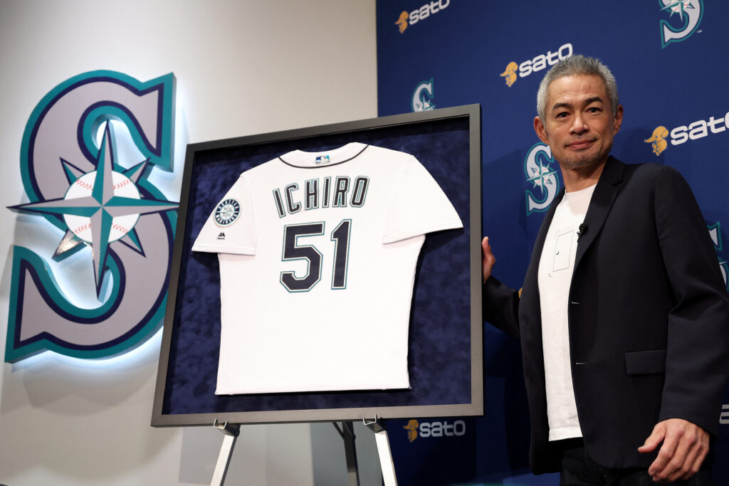 Former Seattle Mariners player Ichiro Suzuki reacts as he is elected into the National Baseball Hall of Fame, after receiving the results of the 2025 Baseball Writers Association of America (BBWAA) Hall of Fame Ballot, on Tuesday, January 21. (AFP)