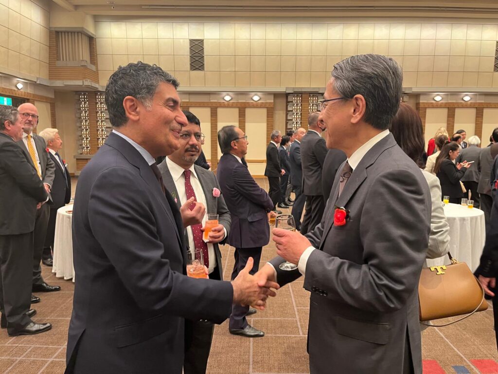 At the event, the ambassador met with politicians, government officials and executives from major corporations. (X/@KSAembassyJP)
