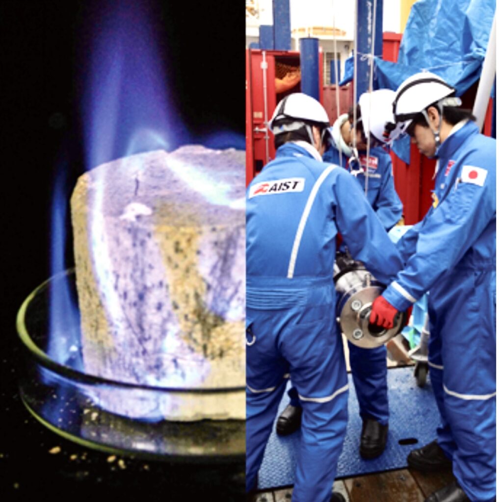 Since Japan relies on imports for much of its energy resources, securing domestic energy resources is an important issue, so Japan hopes that methane hydrate will be a new energy source that can be extracted domestically. (National institute of advanced industrial science and technology)