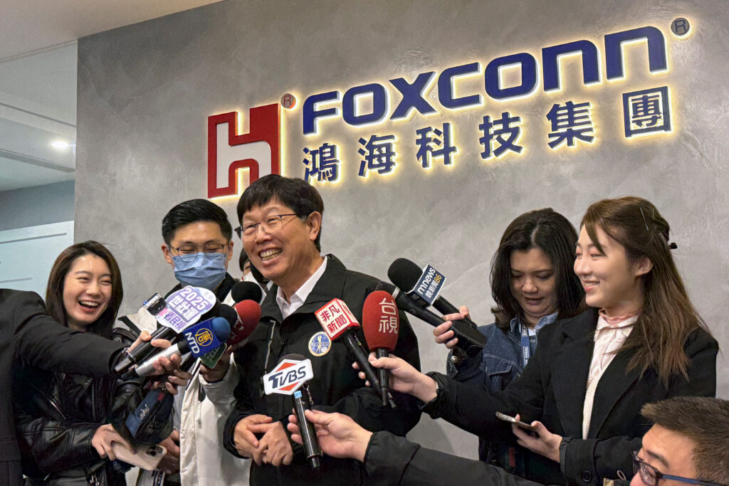 Foxconn Chairman Young Liu speaks to the media at the company headquarters in New Taipei, Taiwan February 12, 2025. (Reuters)