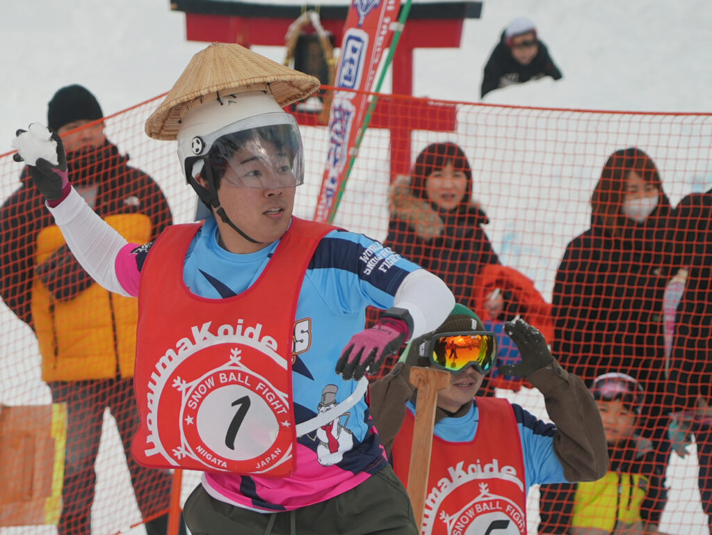 A man throws a snowball at the 35th Koide International Snowball Fight in Uonuma, Niigata Prefecture, Japan, February 9, 2025. (Reuters)