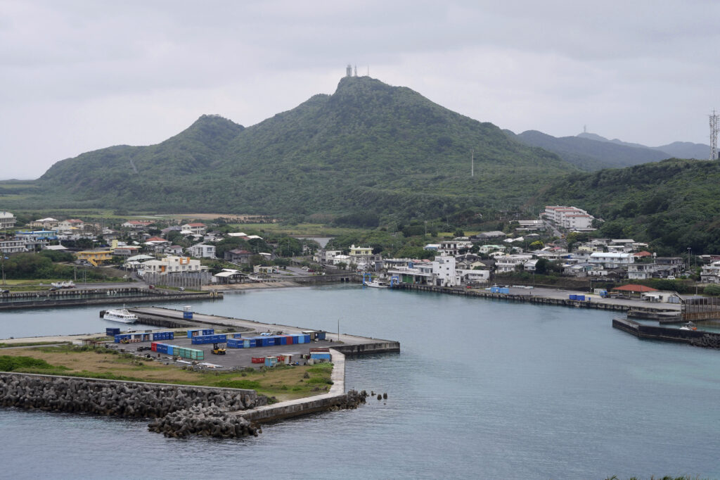 A general view of a fishing port at Kubura village on Yonaguni, a tiny island on Japan's western frontier, Friday, Feb. 14, 2025. (AP Photo)