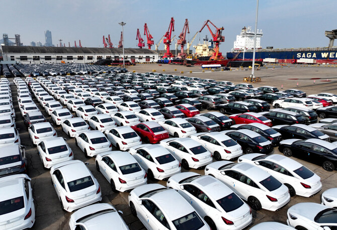MG cars are seen before being loaded onto a ship for export at the port in Lianyungang, in China's eastern Jiangsu province on December 10, 2024. (AFP file)