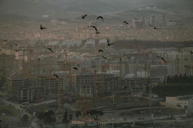 (FILES) This photograph shows construction areas of Turkish public housing agency (TOKI) in Antakya on January 29, 2025, on the second anniversary of the earthquake that devastated south-east Turkiye and northern Syria. (AFP)