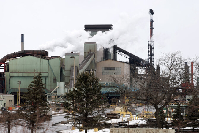 ArcelorMittal Dofasco steel plant is seen on February 4, 2025, in Hamilton, Canada. The plant exports steel to the United States. (Getty Images via AFP)