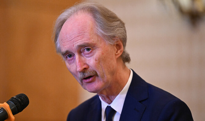 UN Special Envoy for Syria, Geir Otto Pedersen addresses a press conference in Damascus on January 22, 2025. (AFP)