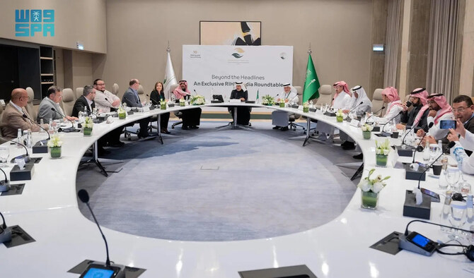 KSrelief Supervisor General Abdullah bin Abdulaziz Al-Rabeeah speaks during a roundtable session with media representatives in Riyadh on February 23, 2025. (SPA)