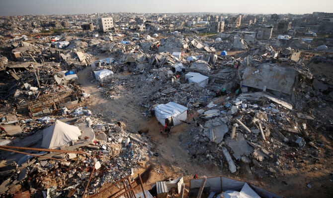 The rubble of destroyed buildings is seen, amid a ceasefire between Israel and Hamas, at Jabalia refugee camp, northern Gaza Strip, February 26, 2025. (Reuters)