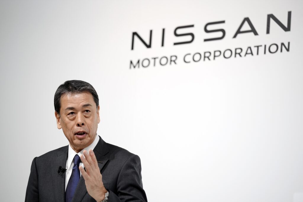  Nissan Chief Executive Makoto Uchida speaks during a joint news conference in Tokyo, Japan, on Dec. 23, 2024. (AP Photo)