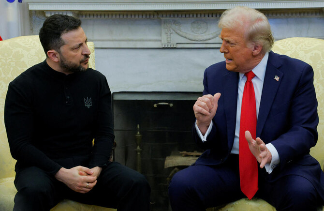 US President Donald Trump meets with Ukrainian President Volodymyr Zelensky at the White House in Washington, Feb. 28, 2025. (Reuters)