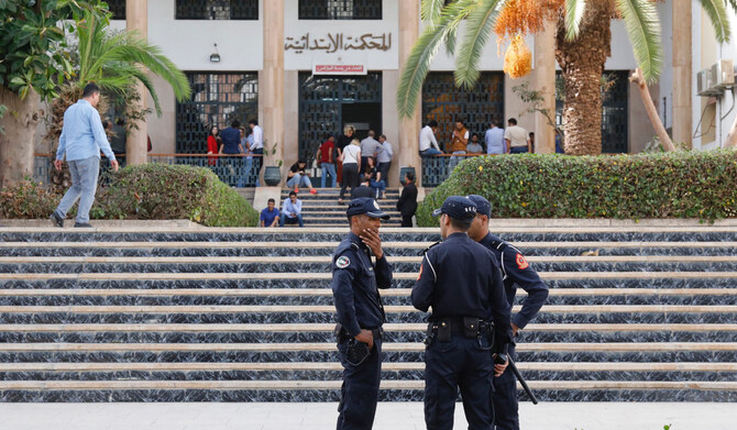 Moroccan security forces stand guard outside a court in Rabat. (AFP file photo)