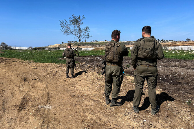 Israeli soldiers patrol near the Israel-Lebanon border, in Israel, March 12, 2025. (Reuters)