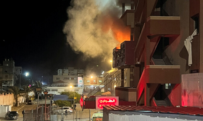 Smoke rises after an Israeli airstrike at Nasser hospital, according to the Palestinian civil defence, in Khan Younis in the southern Gaza Strip March 23, 2025. (Reuters)