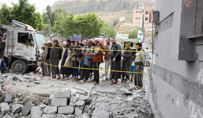 People look at the site of a U.S. strike in Sanaa, Yemen March 24, 2025. (REUTERS)