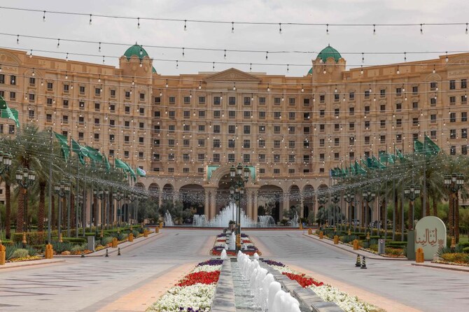 Above, the Ritz-Carlton hotel in Riyadh where talks were held with US mediation to try to reach a ceasefire in the Russia-Ukraine war. (AFP)