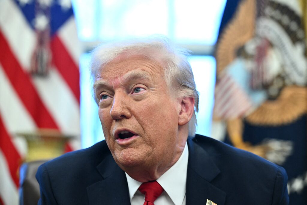 US President Donald Trump announces tariffs on auto imports in the Oval Office of the White House in Washington, DC, on March 26, 2025. (AFP)