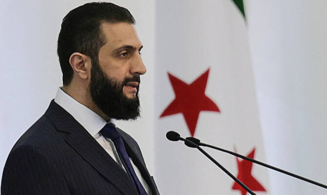 Syria's interim President Ahmed al-Sharaa speaks during a Ministerial formation of the government of the Syrian Arab Republic, in Damascus, Syria March 29, 2025. (Reuters)