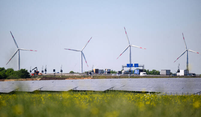 A view of a solar panel site under construction by German power supplier RWE AG in Germany May 13, 2025. (REUTERS)