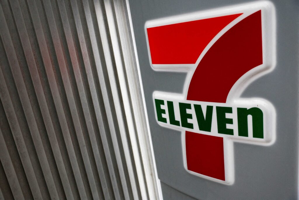 Logo of 7-Eleven is displayed at a convenience store in Tokyo, Japan March 6, 2025. (Reuters)
