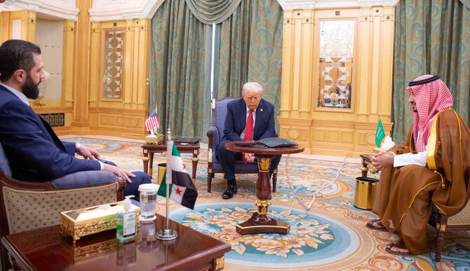 Al-Sharaa was named president of Syria in January, a month after a stunning offensive by insurgent groups led by Al-Sharaa’s Hayat Tahrir Al-Sham, or HTS, stormed Damascus and ended the 54-year rule of the Assad family. (AFP)