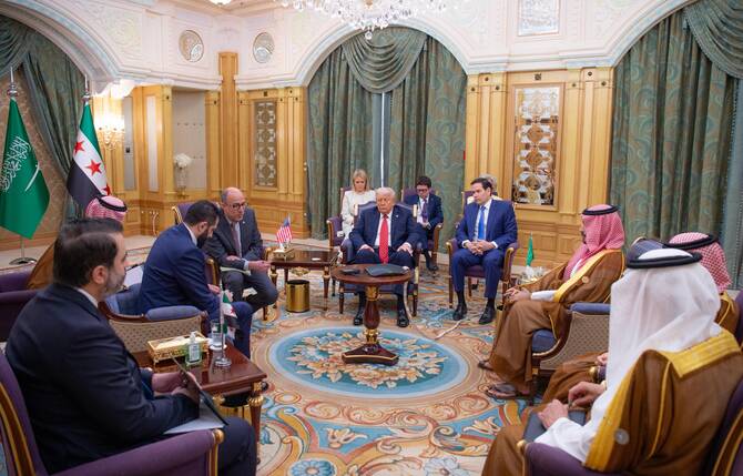 Al-Sharaa was named president of Syria in January, a month after a stunning offensive by insurgent groups led by Al-Sharaa’s Hayat Tahrir Al-Sham, or HTS, stormed Damascus and ended the 54-year rule of the Assad family. (AFP)