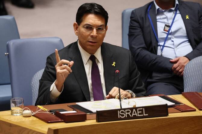 Israel’s ambassador to the UN has accused the organization of walking away from negotiations over a new Gaza aid proposal. (File/AFP)