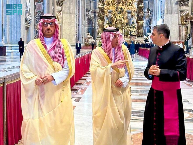 Minister of State for Foreign Affairs Adel Al-Jubeir heads Saudi Arabia’s delegation participating in the inauguration ceremony of Pope Leo XIV on Sunday. (SPA)