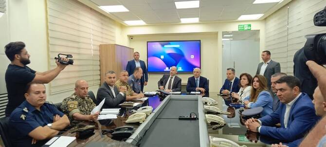 Interior Minister Ahmad Hajjar, in Sidon, on Tuesday, affirmed that “the government is mindful of the potential for Israeli violations and assaults during the municipal elections.” (Supplied)
